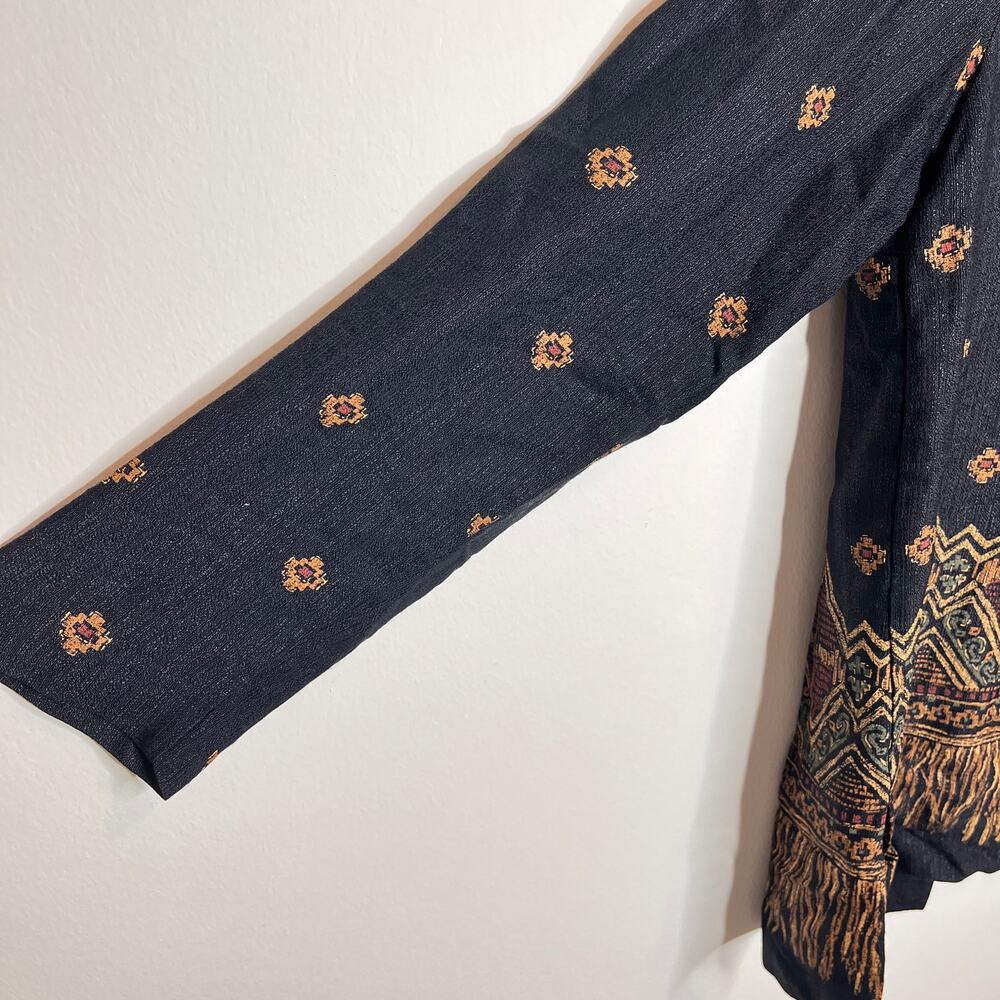 Vintage J.B.S Boho Embroidered Open Front Jacket Blazer Tribal Ethnic Cardigan - Picture 10 of 12